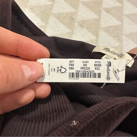 Madewell corduroy tie front faux wrap top spiced raisin - Picture 5 of 6